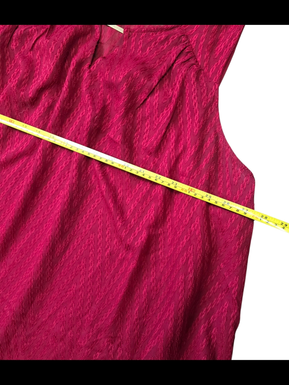 Torrid 3X Maroon Chevron Sleeveless Blouse Gold Bar V Neck Top - Picture 6 of 11